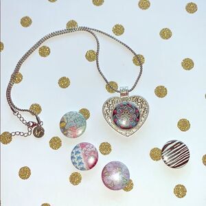 Magnabilites Heart Snap Charms Necklace w/ 5 snaps New Valentine’s Day Gift